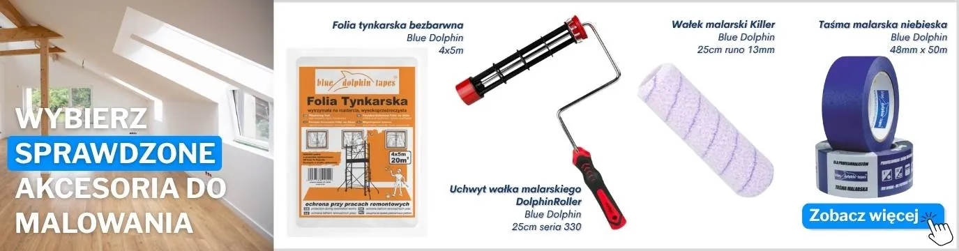 Narzędzia malarskie - akcesoria wspomagające malowanie ścian (taśma malarska, folia malarska itp.)