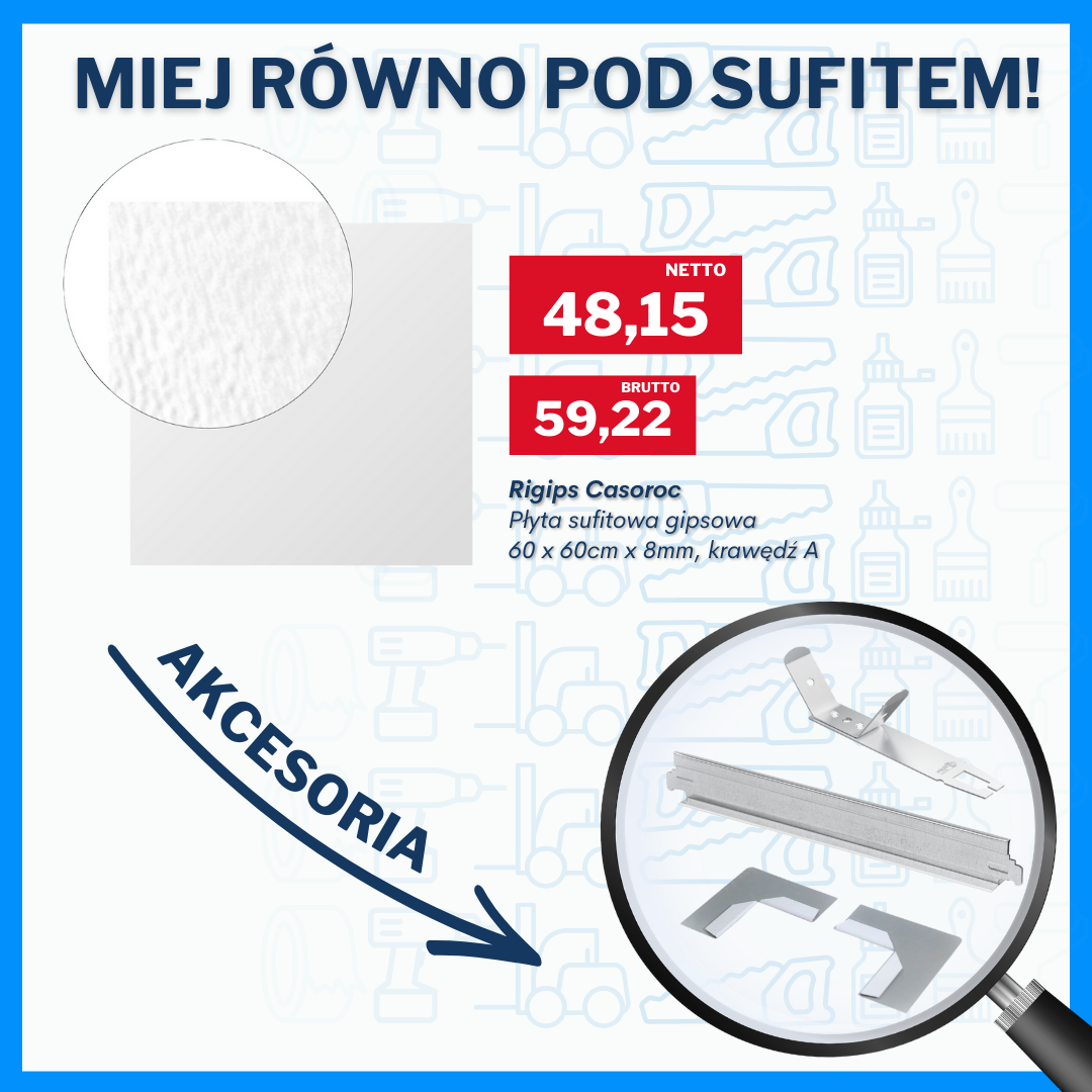 Płyty sufitowe i akcesoria do wykonania sufitu podwieszanego