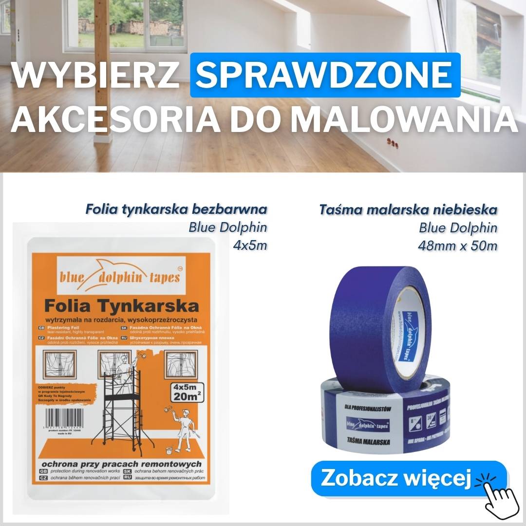 Narzędzia malarskie - akcesoria wspomagające malowanie ścian (taśma malarska, folia malarska itp.)