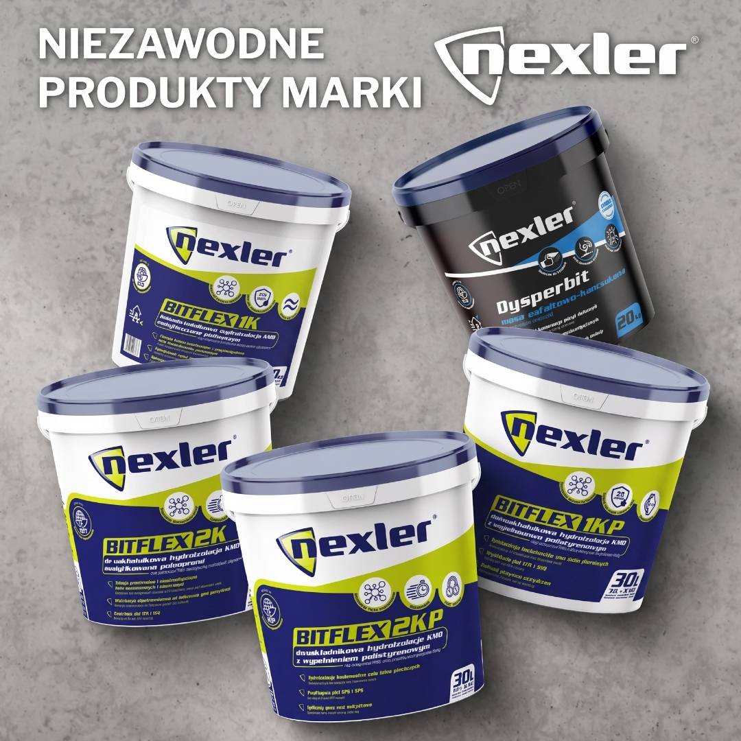 Produkty marki Nexler do hydroizolacji fundamentów - seria Bitflex i Dysperbit