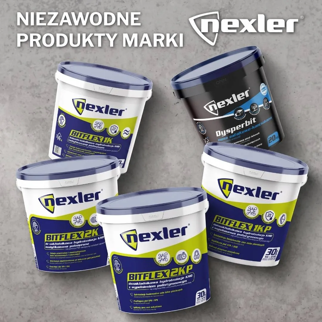 Produkty marki Nexler do hydroizolacji fundamentów - seria Bitflex i Dysperbit