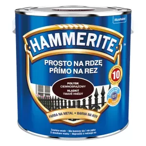 Farba antykorozyjna do metalu Hammerite Prosto na Rdzę ciemnobrązowy połysk 2,5l
