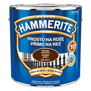 Farba antykorozyjna do metalu Hammerite Prosto na Rdzę brązowy połysk RAL8011 2,5l