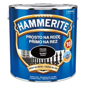 Farba antykorozyjna do metalu Hammerite Prosto na Rdzę czarny połysk 2,5l