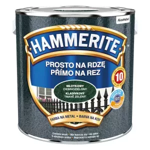 Farba antykorozyjna do metalu Hammerite Prosto na Rdzę ciemnozielony młotkowy 2,5l