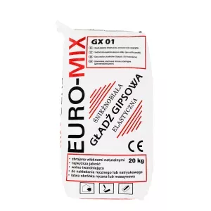 Euro-mix GX-01 20kg biała sypka gipsowa do ścian, sufitów, płyt gk karton-gips grub.(1-3mm)