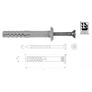 Kołek szybkiego montażu z kołnierzem 6x60mm 100szt.