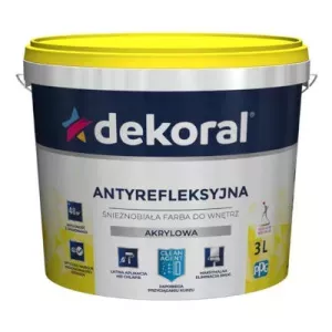 Dekoral antyrefleksyjna śnieżnobiała farba akrylowa 3l