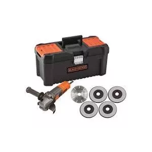 Szlifierka kątowa 900W 125mm + 5 tarcz +skrzynka narzędziowa Black&Decker