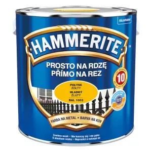 Farba antykorozyjna do metalu Hammerite Prosto na Rdzę żółty połysk RAL1003 2,5l