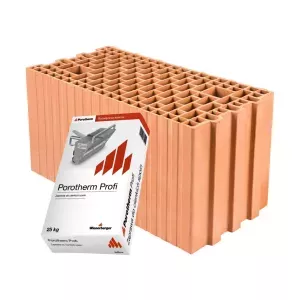 Pustak ceramiczny Porotherm 25 E3 500 Profi z zaprawą klasa 15 Wienerberger