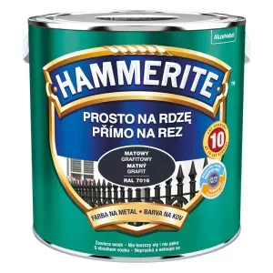 Farba antykorozyjna do metalu Hammerite Prosto na Rdzę grafitowy matowy RAL7016 2,5l