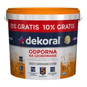 DEKORAL FARBA LATEKSOWA ODPORNA NA SZOROWANIE AKRYLIT W PLUS 10L + 10% GRATIS