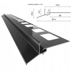 Profil okapowy prosty K102 2mb RAL7024 grafit Renoplast