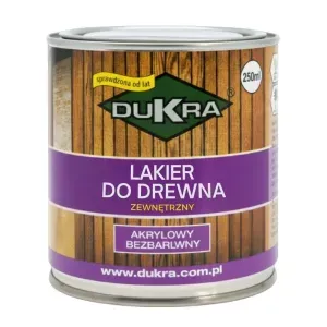 Lakier do drewna akrylowy zewnętrzny bezbarwny 250ml mat Dukra