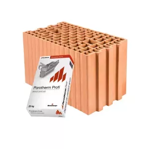 Pustak ceramiczny Porotherm 25 E3 Profi z zaprawą klasa 15 Wienerberger