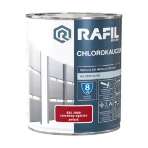 Emalia chlorokauczukowa do metalu i betonu Rafil czerwony ognisty RAL3000 0,75l