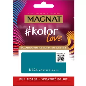 Tester farby do wnętrz Kolor Love KL26 morski turkus 25ml Magnat