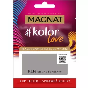 Tester farby do wnętrz Kolor Love KL16 ciemny popielaty 25ml Magnat