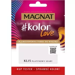 Tester farby do wnętrz Kolor Love KL15 platynowy szary 25ml Magnat
