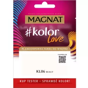 Tester farby do wnętrz Kolor Love KL06 biały 25ml Magnat