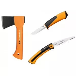 Zestaw kempingowy siekiera X5 + piła SW73 + nóż Fiskars
