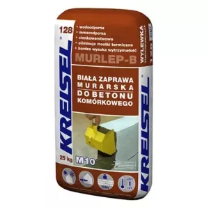 Zaprawa murarska do betonu komórkowego i silikatów Murlep-B 128 M10 biała 25kg Kreisel
