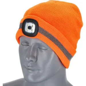 Czapka zimowa z latarką Ray Fluo pomarańczowy Stalco