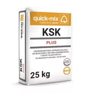 Zaprawa murarska cienkowarstwowa KSK Plus M10 szara 25kg (1-3mm) Quick-Mix