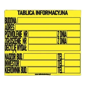ZAMIENNIK - Tablica informacyjna budowlana BTI-1 70×60cm