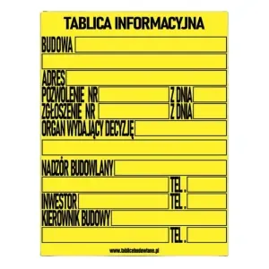 ZAMIENNIK - Tablica informacyjna budowlana BTI-2 70×90cm
