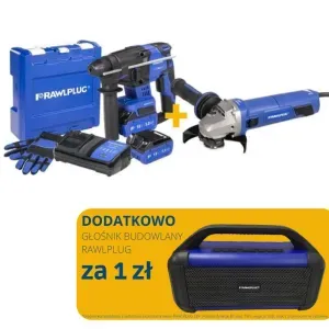 Zestaw elektronarzędzi młotowiertarka 20mm 2,0J + szlifierka kątowa 125mm 1500W Rawlplug