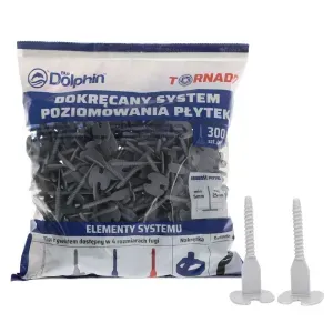 PRODUKTY UZUPEŁNIAJĄCE - Klipsy z gwintem do poziomowania płytek Tornado 1,5mm 300szt. Blue Dolphin 
