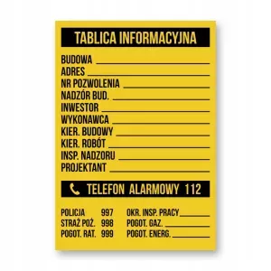 TABLICA INFORMACYJNA SEWERA BTI-3BUDOWLANA